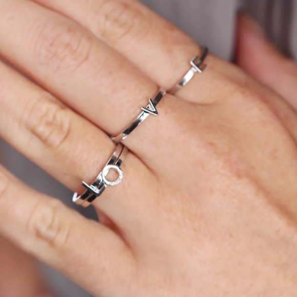 ADORNIA Love Ring Stack 14k Rosegold Vermeil .925 Sterling Silver - Picture 6 of 8